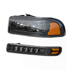 Led Headlight Assembly for GMC Sierra 1500 Yukon XL 2000 2001 2002 2003 2004 2005 2006 2007