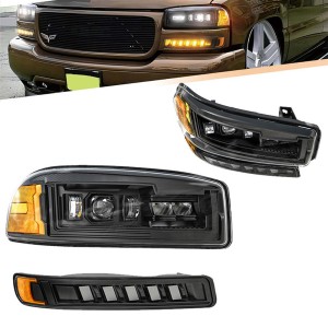 Led Headlight Assembly for GMC Sierra 1500 Yukon XL 2000 2001 2002 2003 2004 2005 2006 2007