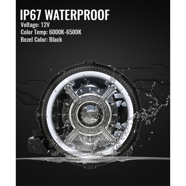 2018-2026 9 inch Jeep Wrangler JL Led Headlights Halo Lights