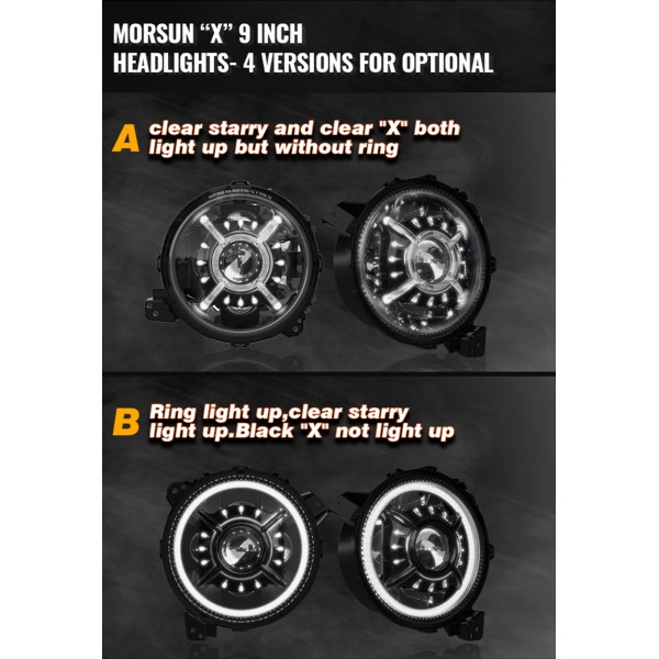 2018-2026 9 inch Jeep Wrangler JL Led Headlights Halo Lights