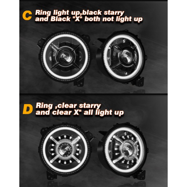 2018-2026 9 inch Jeep Wrangler JL Led Headlights Halo Lights
